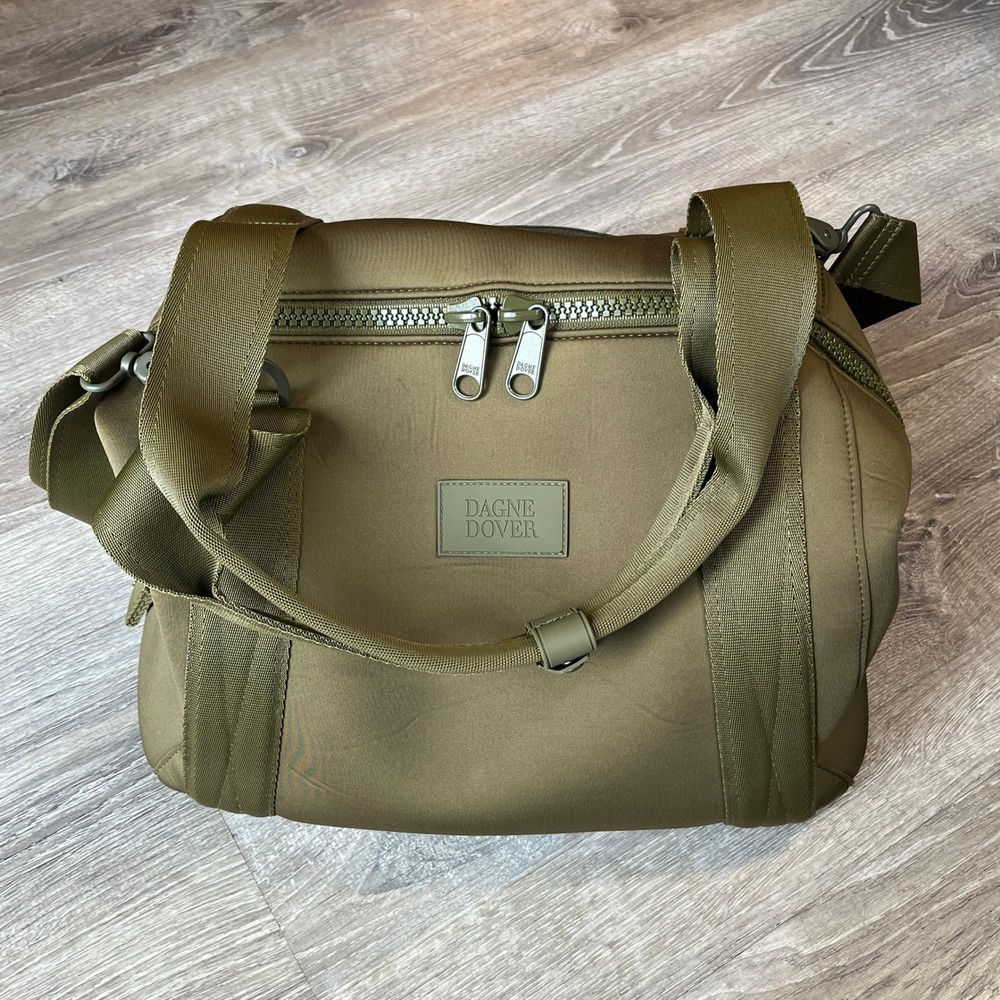Dagne Dover Landon Carryall Neoprene Duffle Bag Olive Green Medium Travel Gym